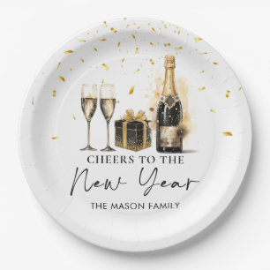 Champagne Cheers New Years Eve Party Paper Plates 