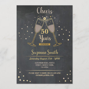 Champagne Cheers To 50 Years Birthday Any Age 40th Invitation