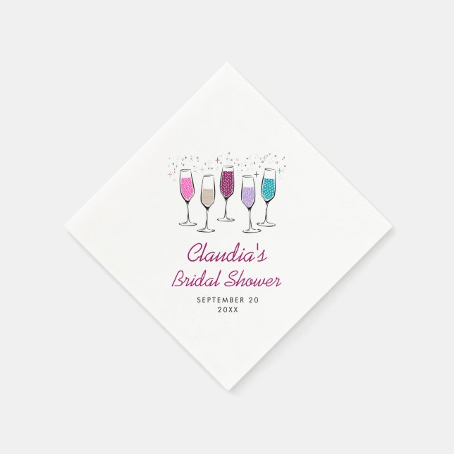 Champagne Chic Stylish Bridal Shower Napkin (Corner)