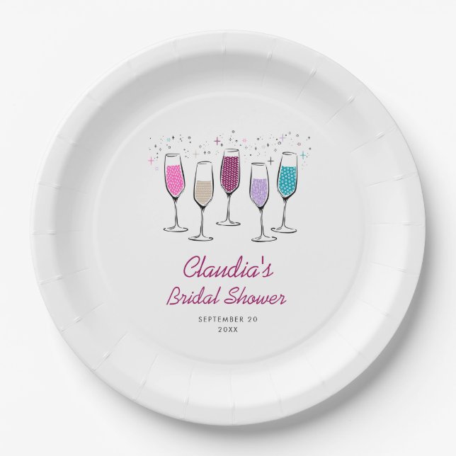 Champagne Chic Stylish Bridal Shower Paper Plate (Front)