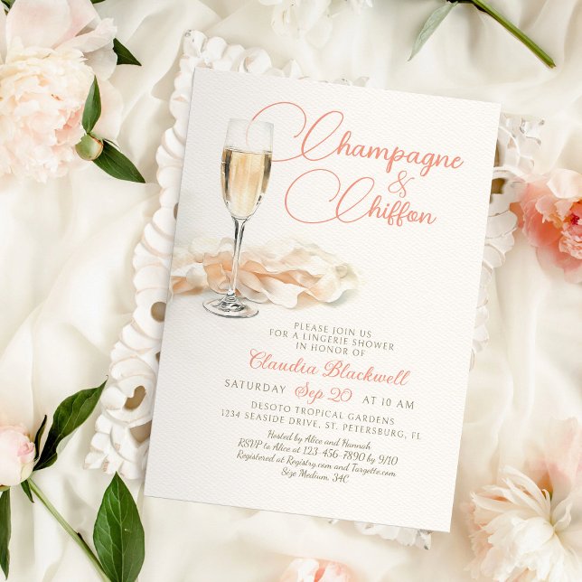 Champagne Chiffon Lingerie Shower Invitation (Creator Uploaded)