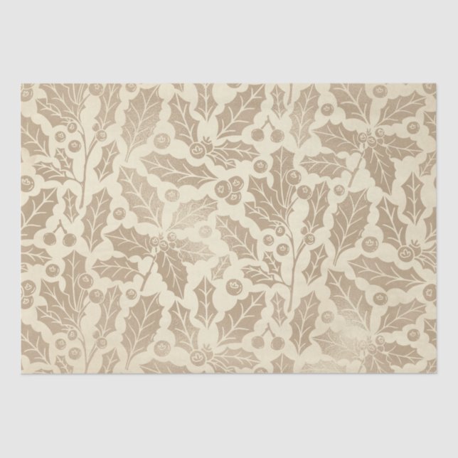 Champagne Christmas: Holly Leaves and Berries  Tissue Paper (Front)