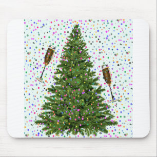 champagne christmas tree mouse mat