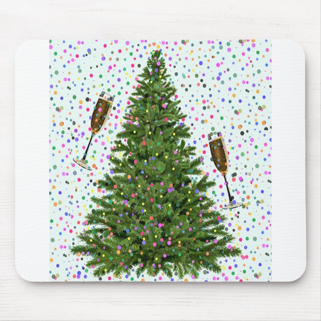 champagne christmas tree mouse mat (Front)