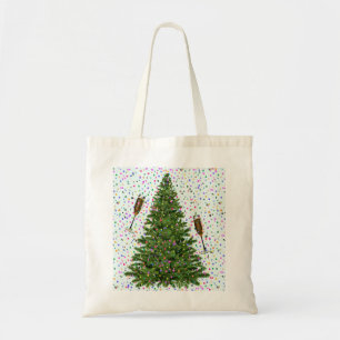 champagne christmas tree tote bag