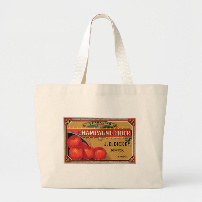 Champagne Cider JB Dickey, Newton, Kansas Large Tote Bag (Front)