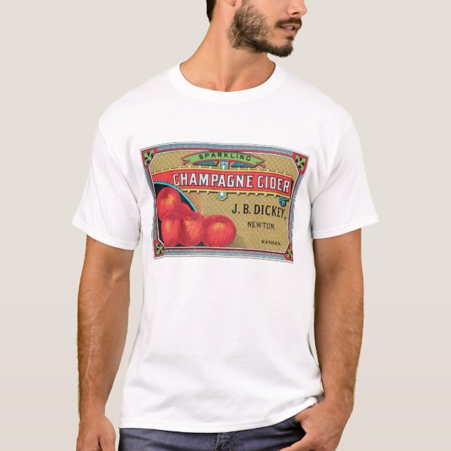 Champagne Cider Vintage Apple Crate Art T-Shirt (Front)