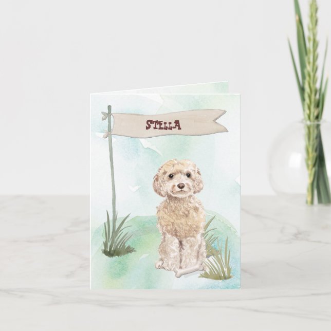 Champagne Cockapoo Congratulations on New Dog Note Card (Front)