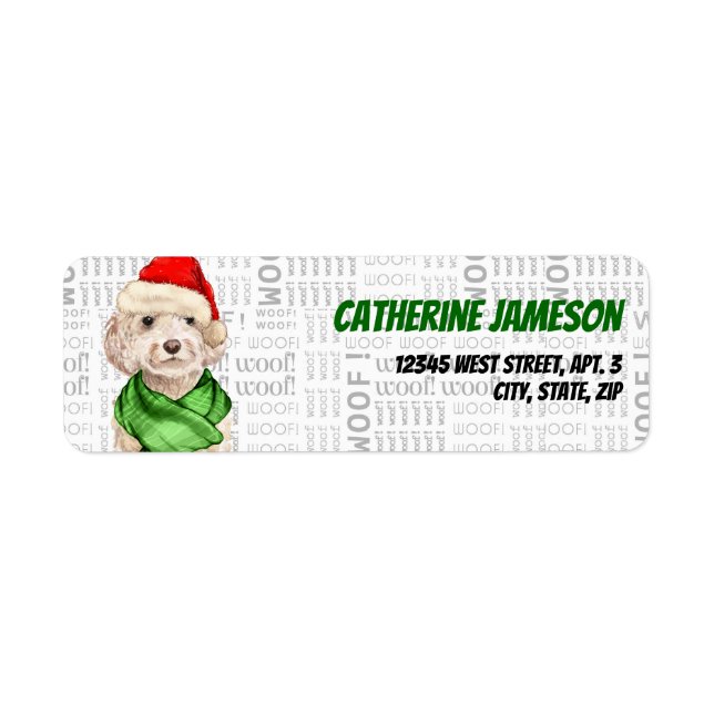 Champagne Cockapoo Dog Christmas Address (Front)