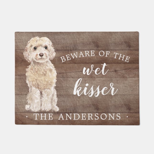 Champagne Cockapoo Dog Personalised Door Mat (Front)