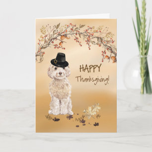 Champagne Cockapoo Funny Pilgrim Hat Thanksgiving Card