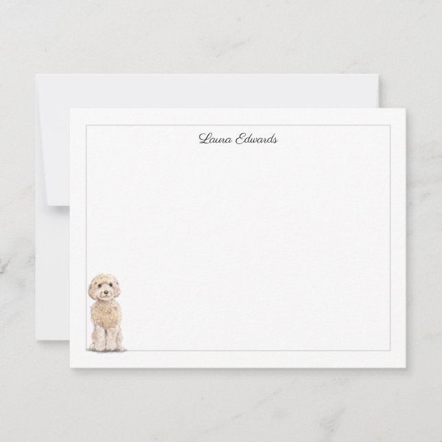 Champagne Cockapoo Grey Border Personalised Card (Front)