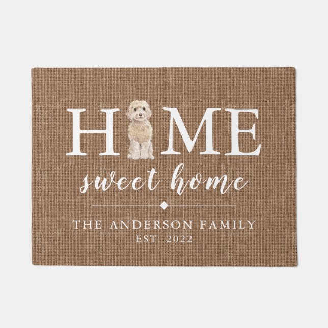 Champagne Cockapoo Home Sweet Home Doormat (Front)