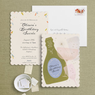 Champagne & Cocktail Party Elegant Illustrated Invitation