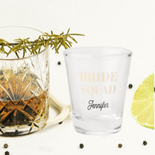 Champagne Color Wedding Bride Squad Personalized Shot Glass