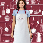 Champagne colour-elegant  personalised apron<br><div class="desc">Champagne colour (#F7E7CE ) solid colour all-over print apron with straps of burgundy colour .Easy to customise it now with your name. Great for any hobby or business . You can add monograms/logo /text etc. Designer's Tip : The name comes in hand lettered script with swashes. When you are personalising...</div>