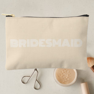 Champagne Colour Modern Typography Bridesmaid Accessory Pouch