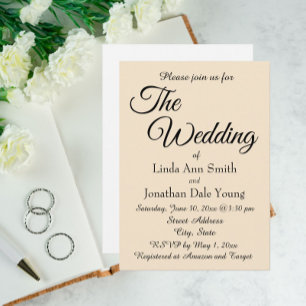 Champagne Colour Simple Style Wedding Invitation