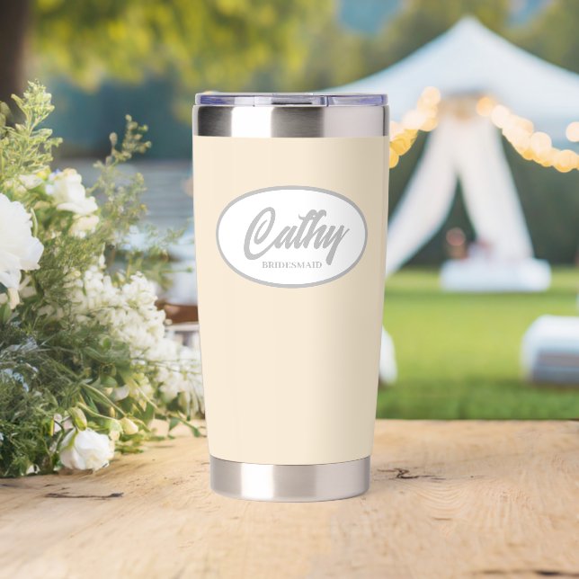 Champagne Colour Stylised Wedding Bridesmaid Insulated Tumbler (Wedding (Rotated))