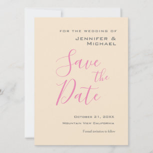 Champagne Colour Wedding Professional Minimalist Save The Date