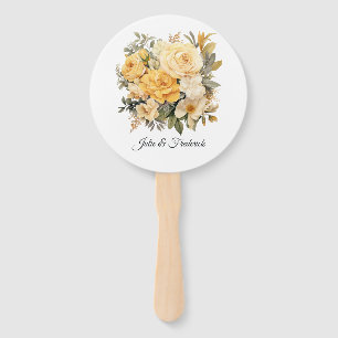 Champagne Coloured Floral Wedding Hand Fan