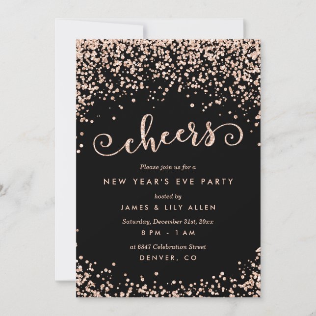Champagne Confetti Dots New Years Eve Party Invitation (Front)