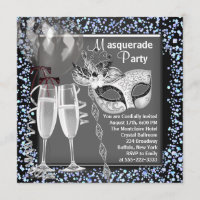 Champagne Confetti Silver Black Masquerade Party
