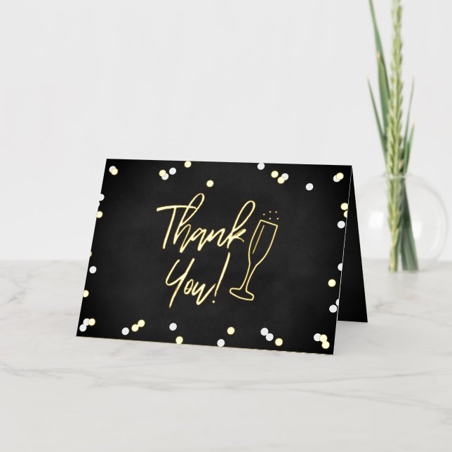 Champagne Confetti Wedding Thank You Real Foil Greeting Card (Front)