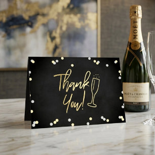 Champagne Confetti Wedding Thank You Real Foil Greeting Card