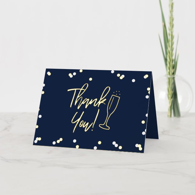 Champagne Confetti Wedding Thank You Real Foil Greeting Card (Front)