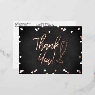 Champagne Confetti Wedding Thank You Real Foil Invitation Postcard