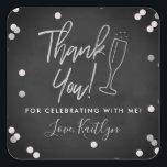 Champagne Confetti Wedding Thank You Square Sticker<br><div class="desc">Celebrate in style with these modern and very trendy wedding,  bridal shower or birthday thank you stickers. This design is easy to personalise with your special event wording and your guests will be thrilled when they receive these fabulous stickers.</div>