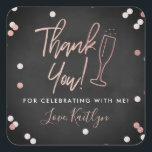 Champagne Confetti Wedding Thank You Square Sticker<br><div class="desc">Celebrate in style with these modern and very trendy wedding,  bridal shower or birthday thank you stickers. This design is easy to personalise with your special event wording and your guests will be thrilled when they receive these fabulous stickers.</div>