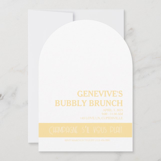 Champagne Coquette Invitation (Front)