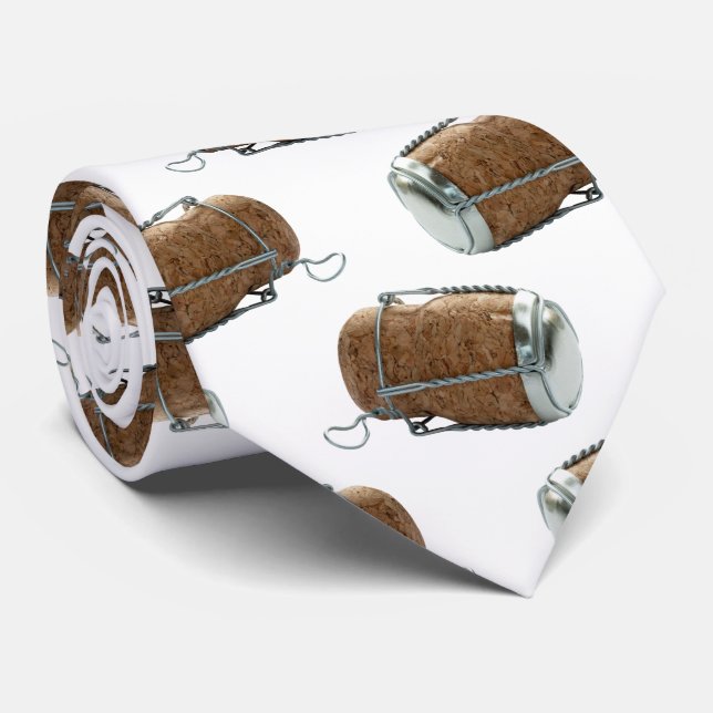 Champagne Cork Polka Dot Pattern Neck Tie (Rolled)