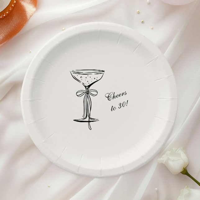 Champagne Coupe Cheers to Birthday Paper Plate (Creator Uploaded)