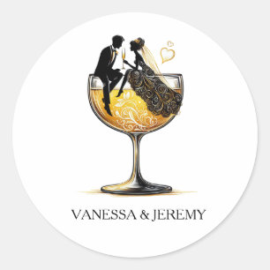 Champagne Couple Classic Round Sticker
