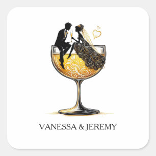 Champagne Couple Square Sticker