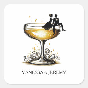 Champagne Couple Square Sticker