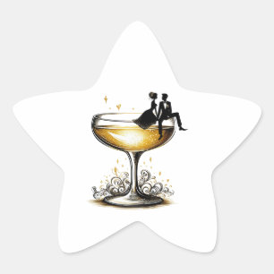 Champagne Couple Star Sticker