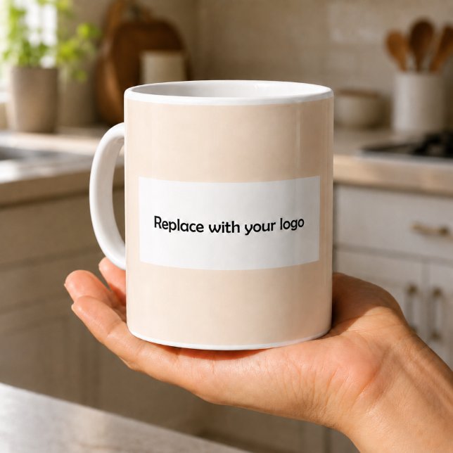Champagne cream business logo rectangular coffee mug (Creator Uploaded)
