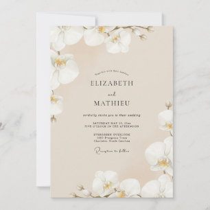 Champagne Cream Orchid Wedding Invitation