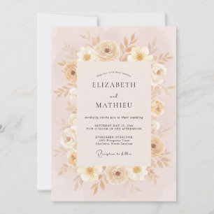 Champagne Cream Peony Wedding Invitation