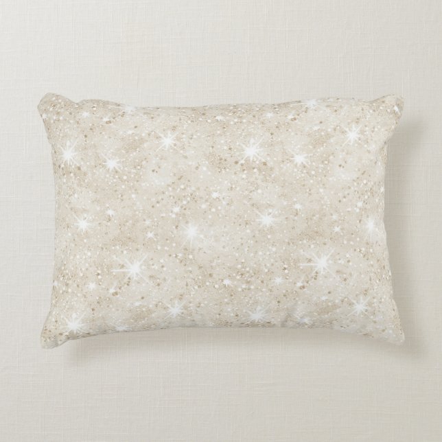 Champagne Cream Sand Glitter  Decorative Cushion (Front)