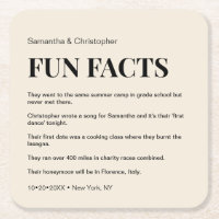 Champagne custom fun fact list Wedding