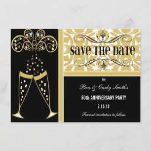 Champagne & Damask Save the Date Invitation