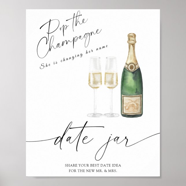 Champagne - date night ideas. Date jar bridal Poster (Front)