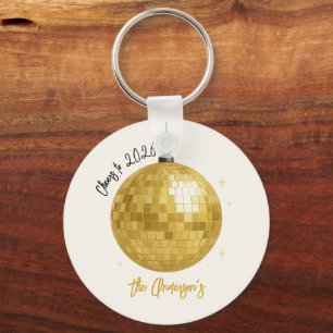 Champagne Disco Ball 2026 New Year Eve Key Ring