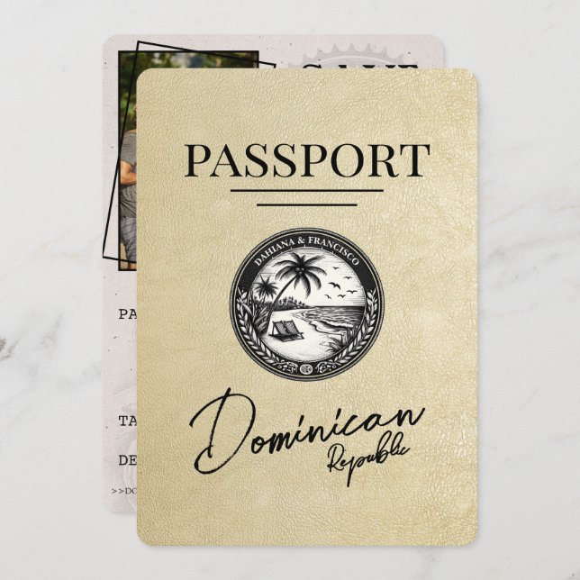 Champagne Dominican Republic Passport Save The Date (Front/Back)
