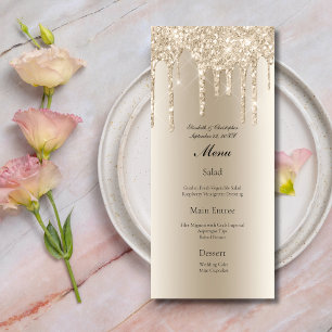 Champagne Dripping Glitter Glam Bling Wedding Menu